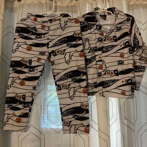 PJ’s & Presents Boys 3T Halloween Pjs 2pc St Button Up Orange/Blk/White